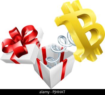 Bitcoin Sign Jack in the Box Stock Vector