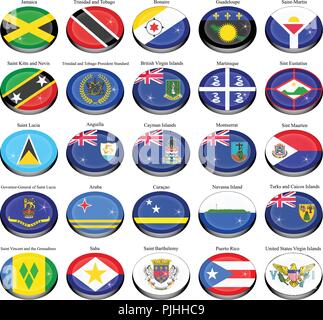 Set of icons. North and Central America's flags.