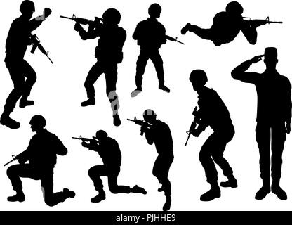 Soldier High Quality Detailed Silhouettes Stock Vector