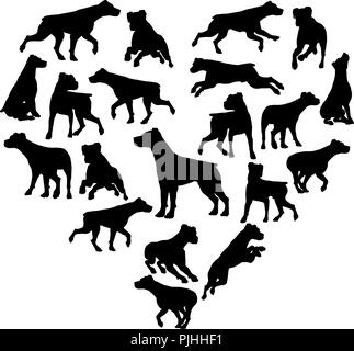 Parsons Terrier Dog Heart Silhouette Concept Stock Vector