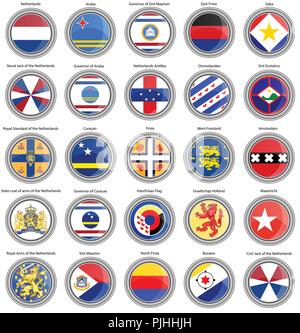 Set of icons. Flags of the Netherlands. 3D.