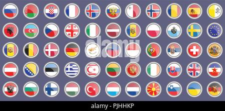 Flags of the Europe. Set of icons. 3D. Vector. Stock Vector
