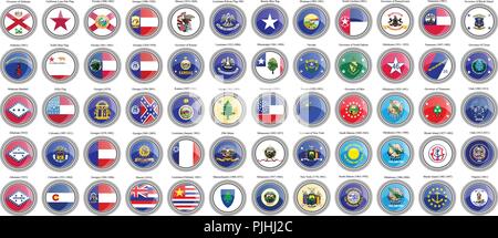 Set of icons. States of the USA flags. Vector. Stock Vector