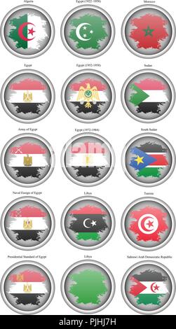 Set of icons. Flags of the North Africa. Vector. Stock Vector
