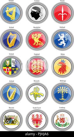Set of icons. Coat of arms of the Europe. Vector. Stock Vector