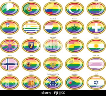 Set of icons. LGBT (gay) flags. Stock Vector