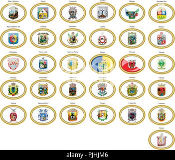 Set of icons. Flags of the Mexico. Stock Vector