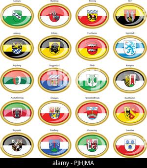 Set of icons. Flags of german cities (Bavaria).