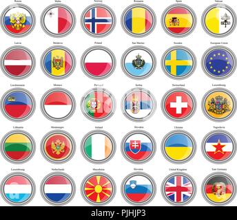 Set of icons. Flags of the Europe. Stock Vector