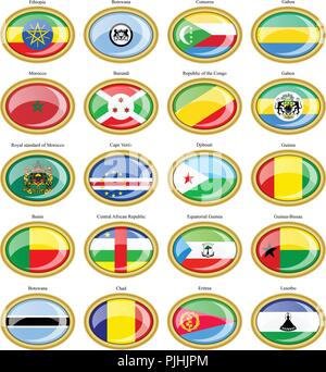 Set of icons. Flags of the Africa. Stock Vector
