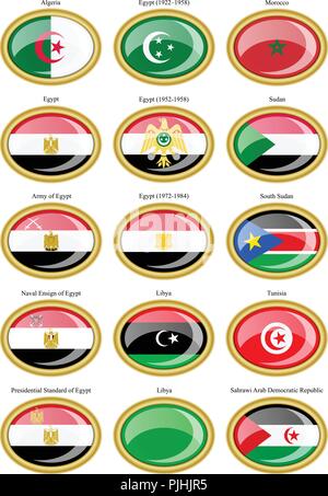 Set of icons. Flags of the North Africa. Stock Vector