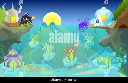 an illustration about the relationship of traders in the crypto-currency market, whale Stock Vector