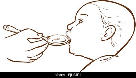 Baby being fed with a spoon Stock Vector