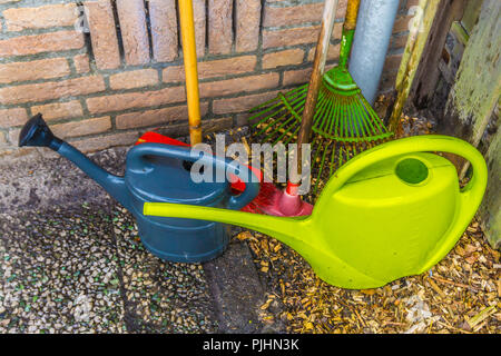 Basic essential gardeners equipment for the home garden Stock Photo