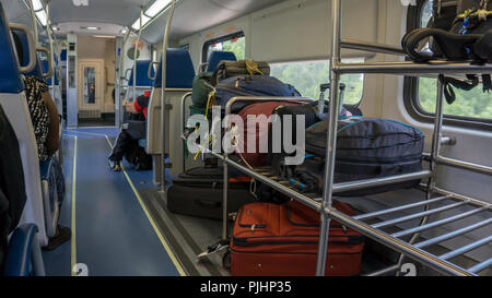 Luggage wagon from the Tri Rail train North Bound in a busy day , FORT LAUDERDALE, MIAMI. USA Stock Photo