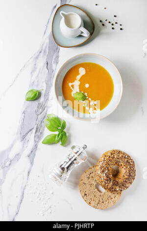 Pumpkin or carrot soup Stock Photo