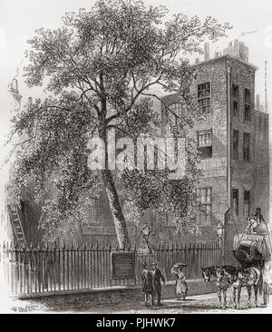 An old engraving of Cheapside, City of London, England, UK in c.1660 ...