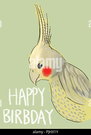 Cockatiel bird. Animal art, cute cartoon style, vector hand drawn Stock