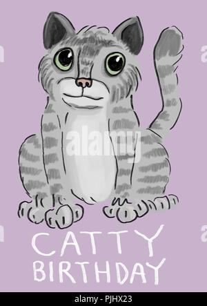 cat related birthday illustration Stock Photo