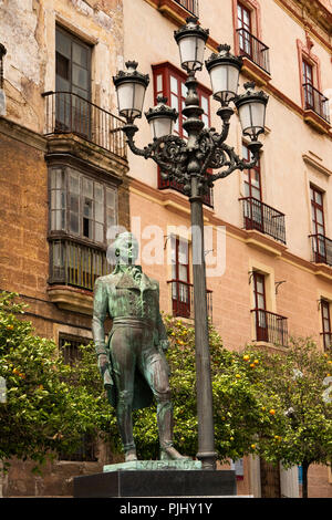 Spain, Cadiz, Plaza Arguelles; Statue of Francisco de Miranda, hero of American Independence, died in Cadiz 1816 Stock Photo