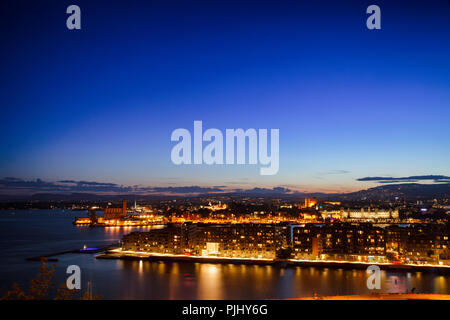 Oslo night cityscape as viewed from the Ekeberg hill, Norway, Scandanavia Stock Photo