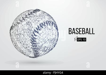 Silhouette of a baseball ball. Dots, lines, triangles, text, color effects and background on a separate layers, color can be changed in one click. Vec Stock Vector