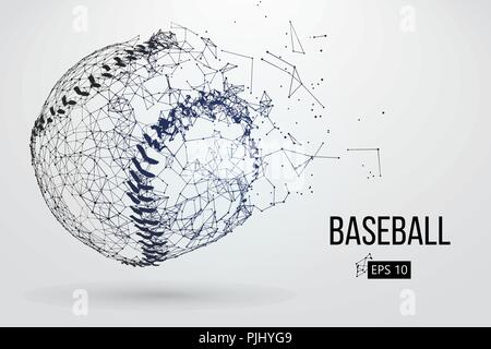 Silhouette of a baseball ball. Dots, lines, triangles, text, color effects and background on a separate layers, color can be changed in one click. Vec Stock Vector