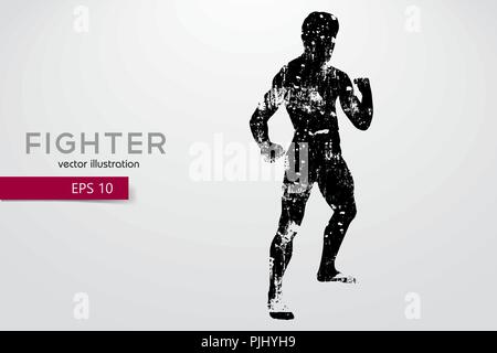 Boxing silhouette. Background and text on a separate layer, color can be changed in one click. Boxing. Vector illustration Stock Vector