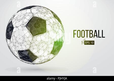 Silhouette of a football ball. Dots, lines, triangles, text, color effects and background on a separate layers, color can be changed in one click. Vec Stock Vector
