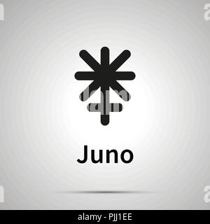 Juno astronomical sign, simple black icon with shadow on gray Stock Vector