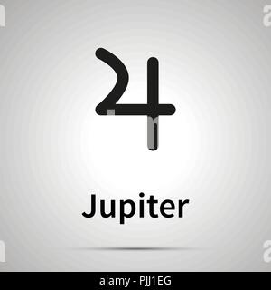 Jupiter astronomical sign, simple black icon with shadow Stock Vector