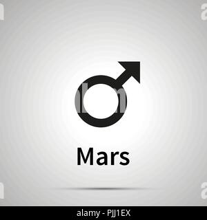 Mars astronomical sign, simple black icon with shadow Stock Vector