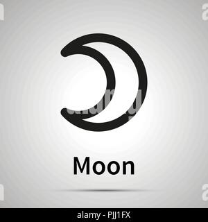 Moon astronomical sign, simple black icon with shadow Stock Vector