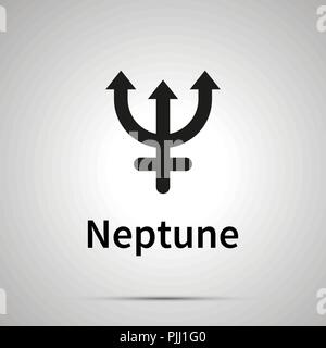 Neptune astronomical sign, simple black icon with shadow Stock Vector