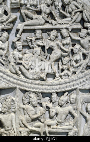 Limestone Railing Pillar from the Great Shrine at Amaratavi (present day Andhra Pradesh) British Museum, Bloomsbury, London, England, UK. Stock Photo