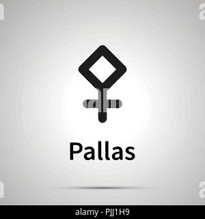 Pallas astronomical sign, simple black icon with shadow Stock Vector