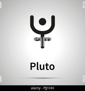 Pluto astronomical sign, simple black icon with shadow Stock Vector