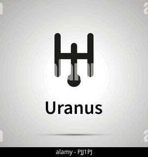 Uranus astronomical sign, simple black icon with shadow Stock Vector