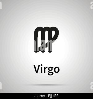 Virgo astronomical sign, simple black icon with shadow Stock Vector