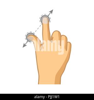 Zoom-in flat colorful icon of touch gesture isolated on white Stock Vector