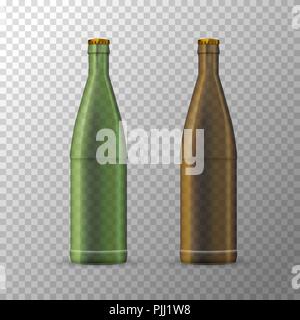 Brown and green beer bottles template Stock Vector