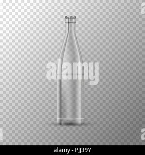 Glossy glass jar bottle on transparent background Stock Vector