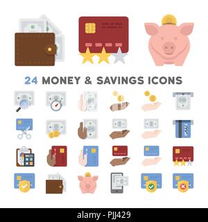 24 icons related to money and savings Stock Vector