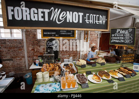 South Africa. Western Cape. Capetown. Organic Market at Woodstock (Old Biscuit Mill), one of the Capetown's hipster district. The whole city is found there on Saturday for brunch making his organic market