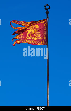 Venice republic Serenissima flag in the wind, clear blue sky in a sunny day Stock Photo