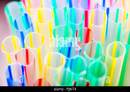 Drinking straws of plastic, Trinkhalme aus Kunststoff Stock Photo