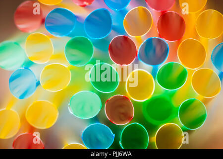 Drinking straws of plastic, Trinkhalme aus Kunststoff Stock Photo