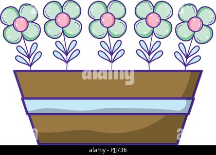 tropical flowers plants style inside flowerpot Stock Vector