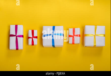packed gifts in a row Stock Photo