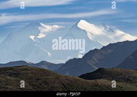 The twin peaks of Denali, the highest mountain in North America in a